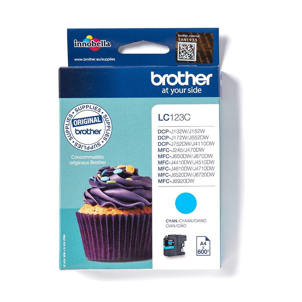 Brother LC-123C / LC123C cyan ink cartridge XL, 600 pages