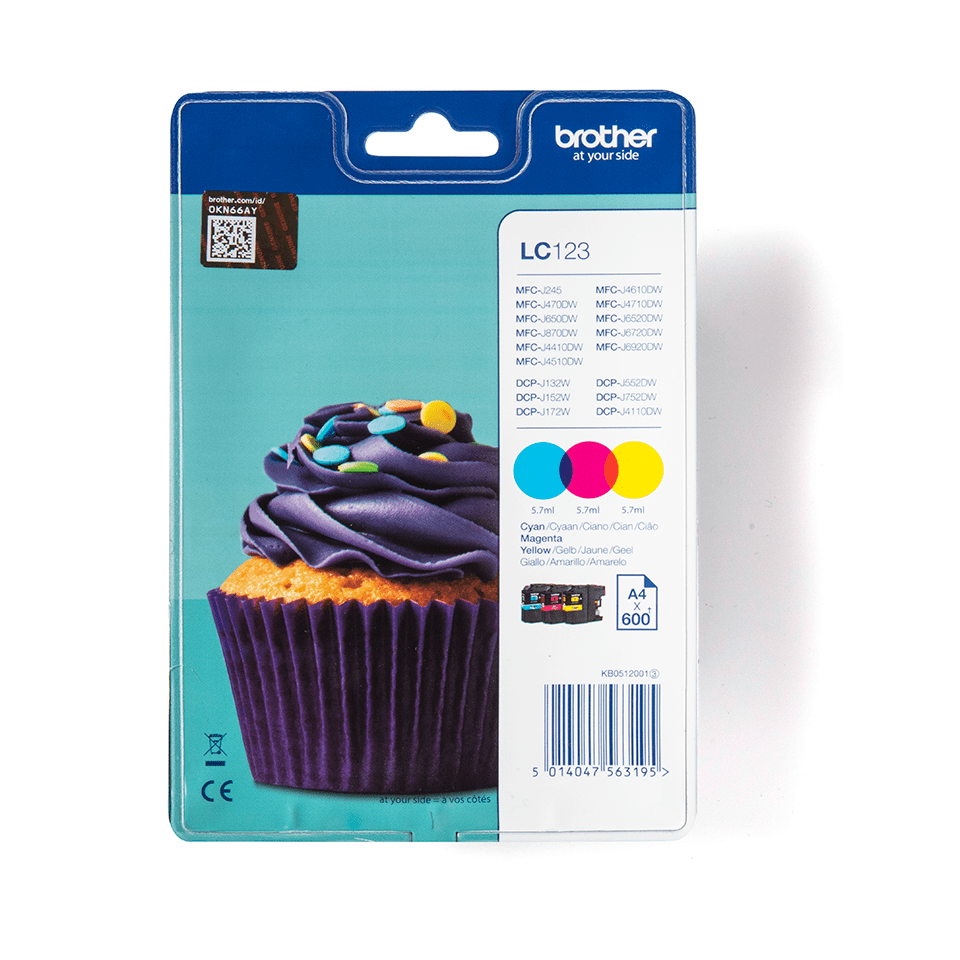 [LC123RBWBP] Pack cartouches d'encre Brother LC-123RBWBP / LC123RBWBP, 3 couleurs XL, 600 pages