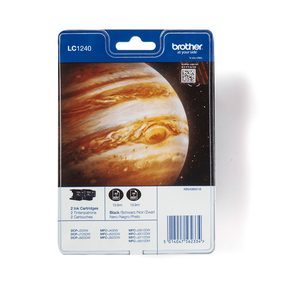 [LC1240BKBP2] Brother Tinten-Doppelpack LC-1240BKBP2 / LC1240BKBP2 Schwarz XL, 2 x 600 Seiten