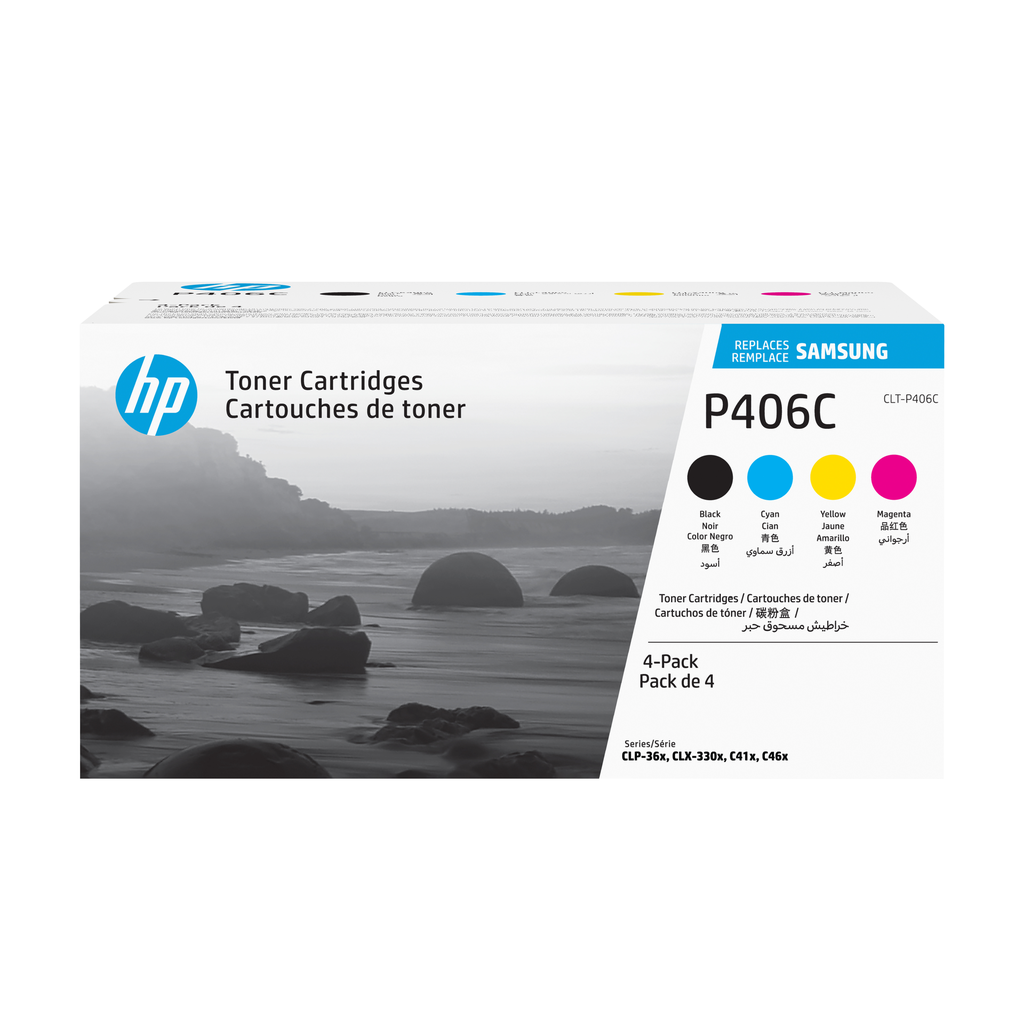[SU375A] Pack de 4 toners HP CLT-P406C / SU375A 4 couleurs XL, 1 000 pages