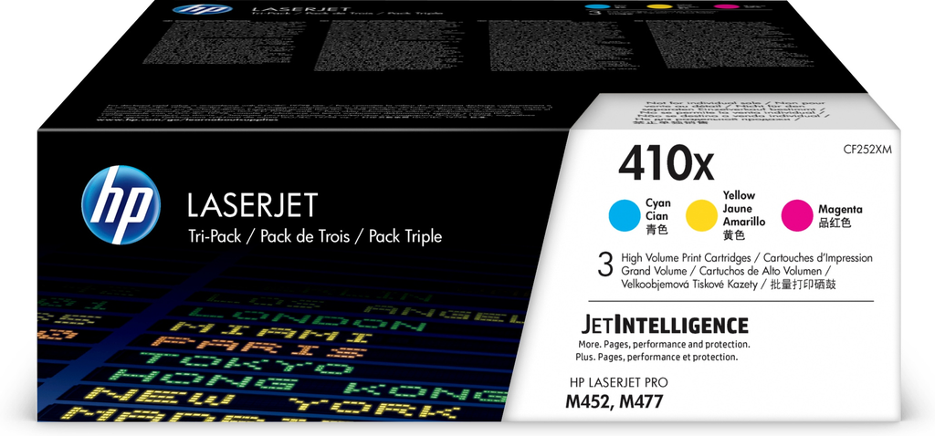 [CF252XM] 3er-Pack Toner HP 410X / CF252XM Dreifarbig XL, 5.000 Seiten