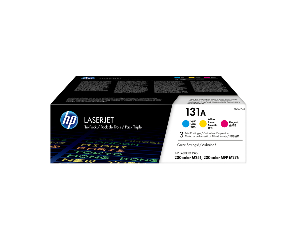 [U0SL1AM] Pack de 3 toners HP 131A / U0SL1AM 3 couleurs, 1 800 pages