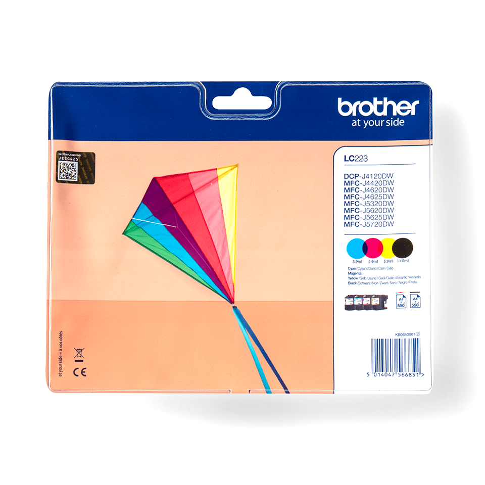 [LC223VALBP] Brother Tinten-Multipack LC-223VALBP / LC223VALBP, 4 Farben XL, 550 Seiten