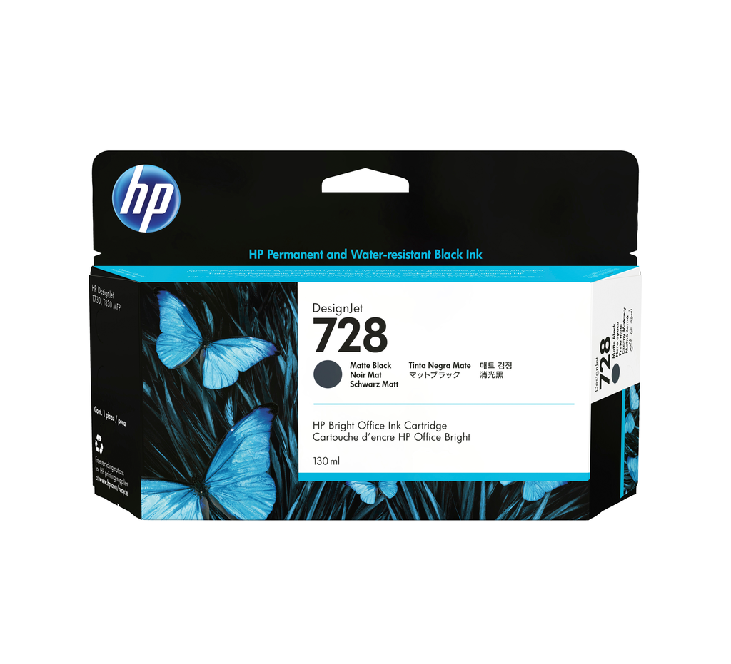 [3WX25A] HP 728 / 3WX25A black ink cartridge, 130 ml