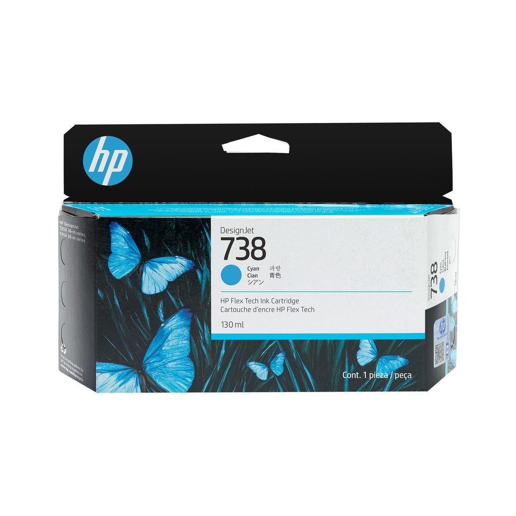 [498N5A] Cartouche d'encre HP 738 / 498N5A cyan, 130 ml