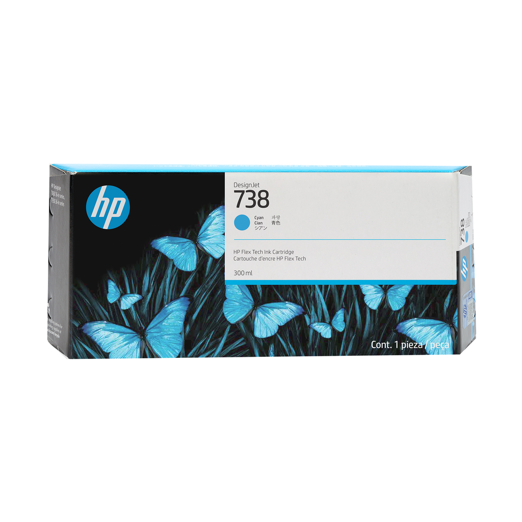 HP 738 / 676M6A cyan ink cartridge, 300 ml
