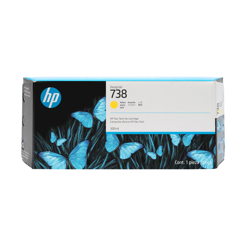 [676M8A] Cartouche d'encre HP 738 / 676M8A jaune, 300 ml