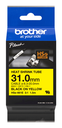 Brother Schrumpfschlauch HSe-661E / HSE661E, schwarz auf gelb, 31,0 mm x 1,5 m
