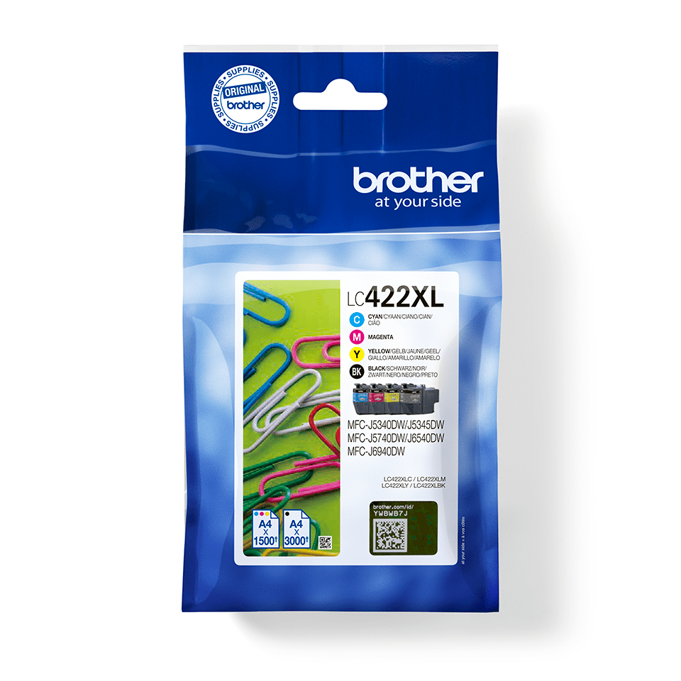 [LC422XLVAL] Brother Tinten-Multipack LC-422XLVAL / LC422XLVAL, 4 Farben XL, 1.500 Seiten