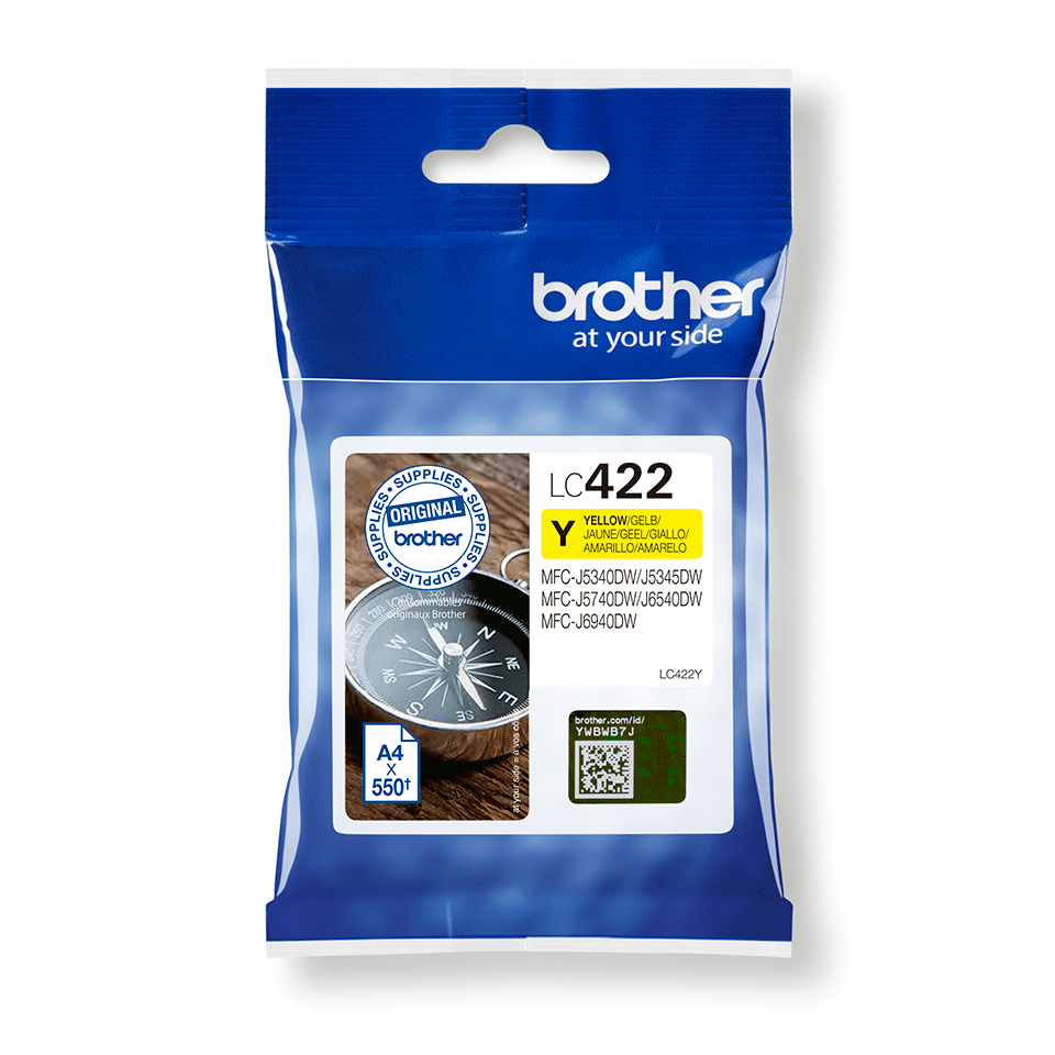 Brother LC-422Y / LC422Y yellow ink cartridge, 550 pages