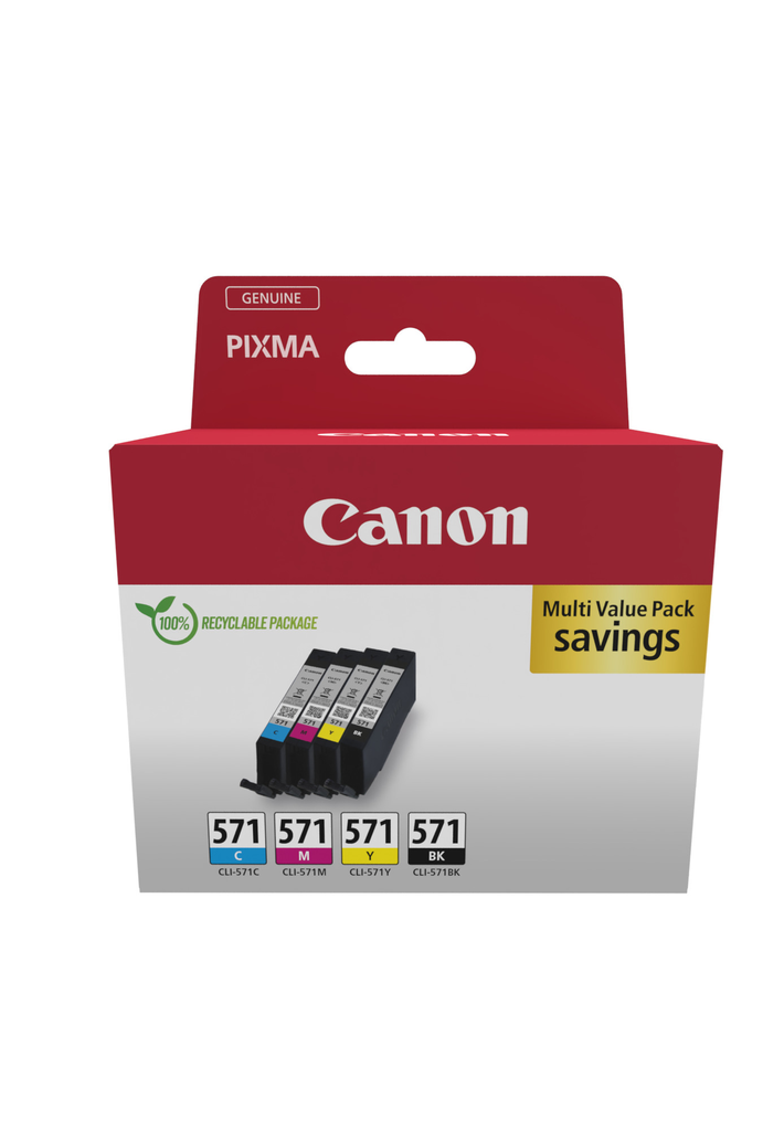 [0386C008] Multipack Tintenpatronen Canon CLI-571 / 0386C008, 4 Farben