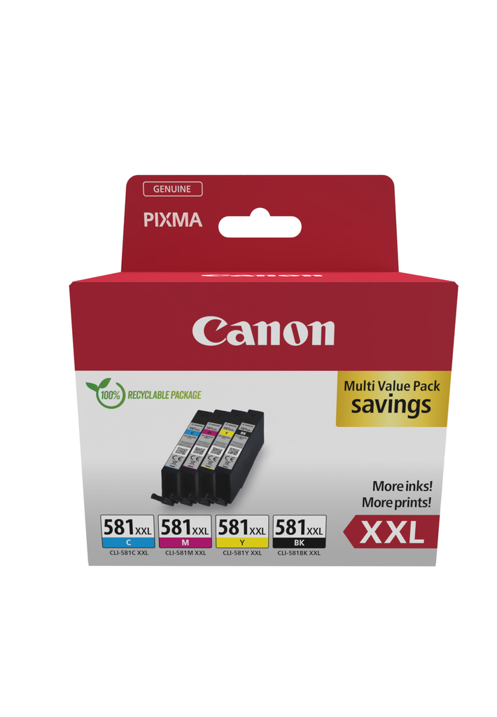 [1998C007] Multipack Tintenpatronen Canon CLI-581XXL / 1998C007, 4 Farben XXL