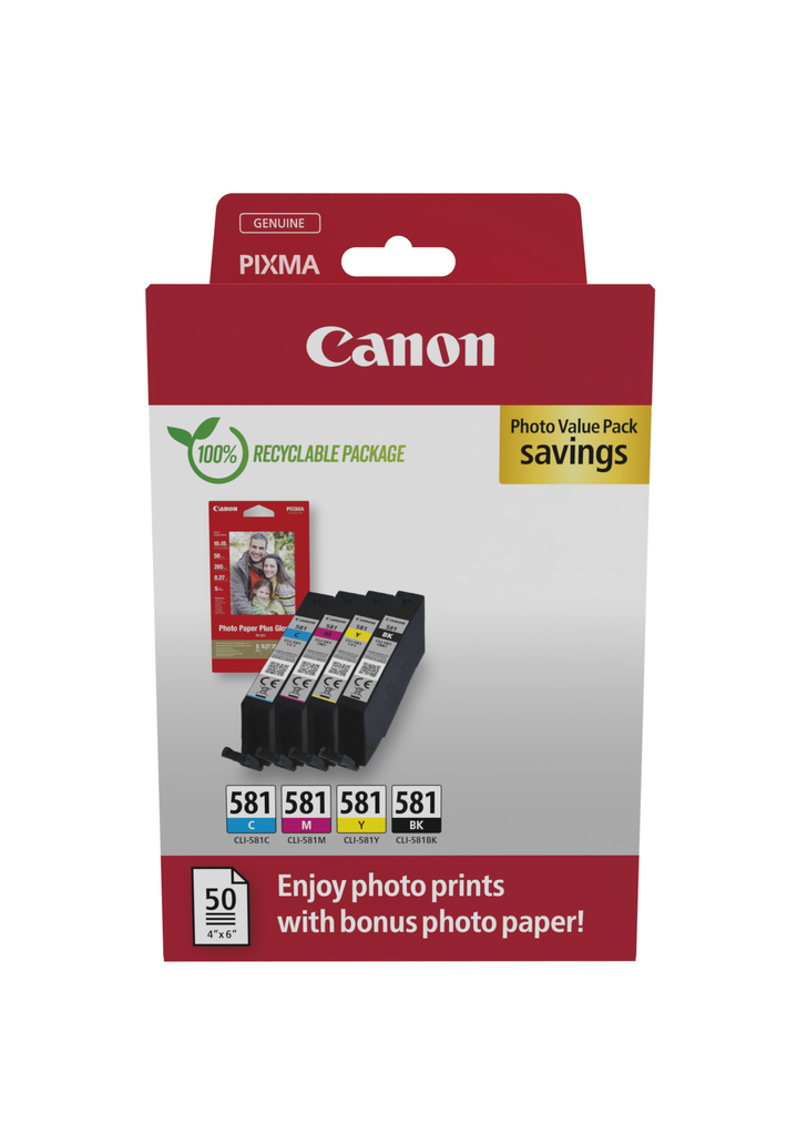 [2106C006] Multipack Tintenpatronen Canon CLI-581 / 2106C006, 4 Farben