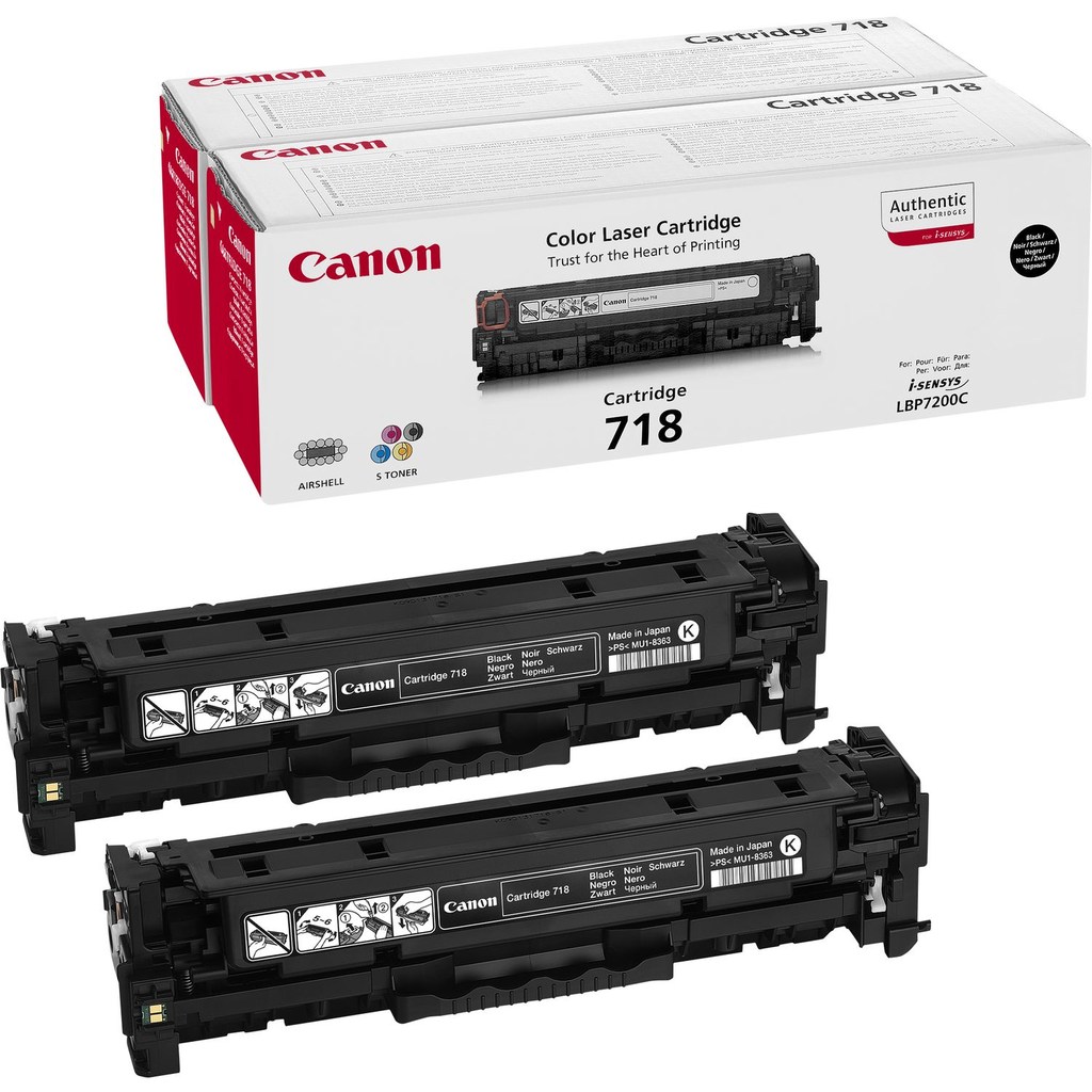 [2662B005] 2er-Pack Toner Canon 718 / 2662B005 Schwarz, 2 x 3.400 Seiten