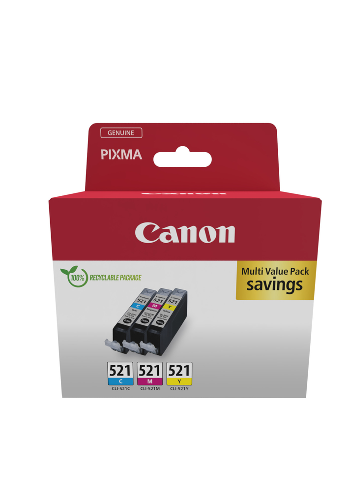[2934B015] Multipack Tintenpatronen Canon CLI-521 / 2934B015, 3 Farben