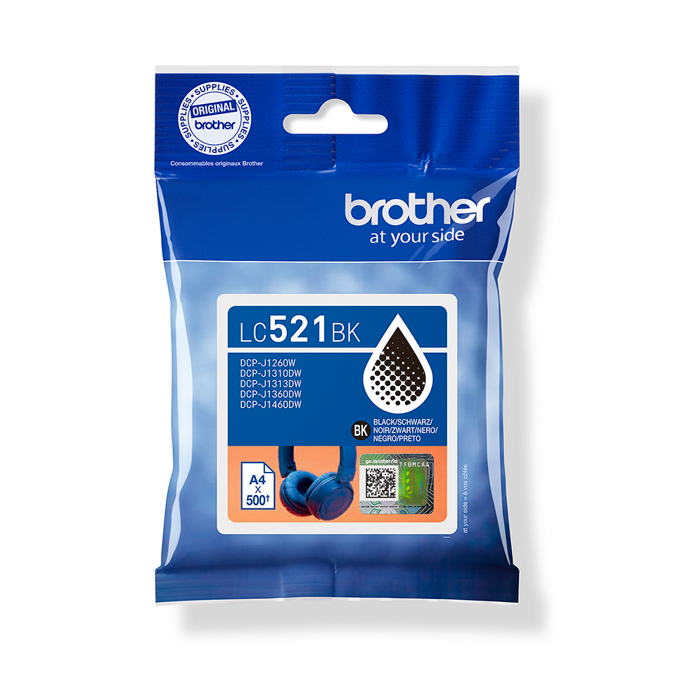 Brother LC-521BK / LC521BK black ink cartridge, 500 pages