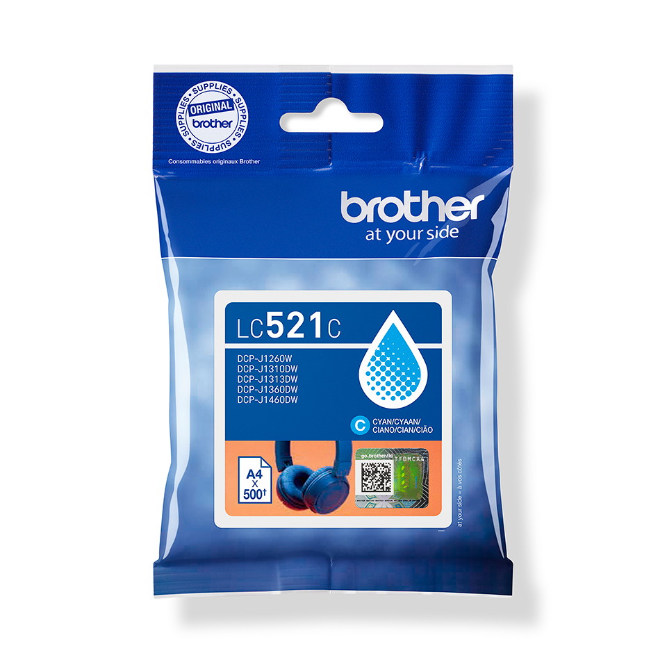 Brother Tintenpatrone LC-521C / LC521C Cyan, 500 Seiten