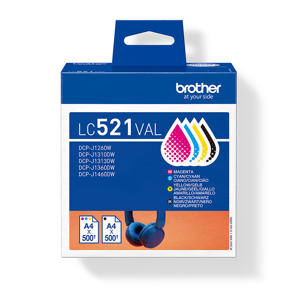 [LC521VAL] Pack cartouches d'encre Brother LC-521VAL / LC521VAL, 4 couleurs, 500 pages