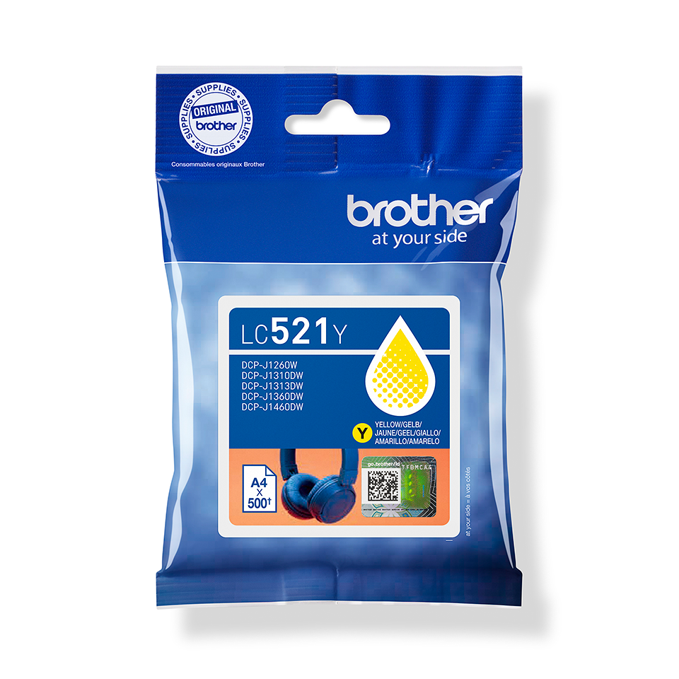 Brother Tintenpatrone LC-521Y / LC521Y Gelb, 500 Seiten