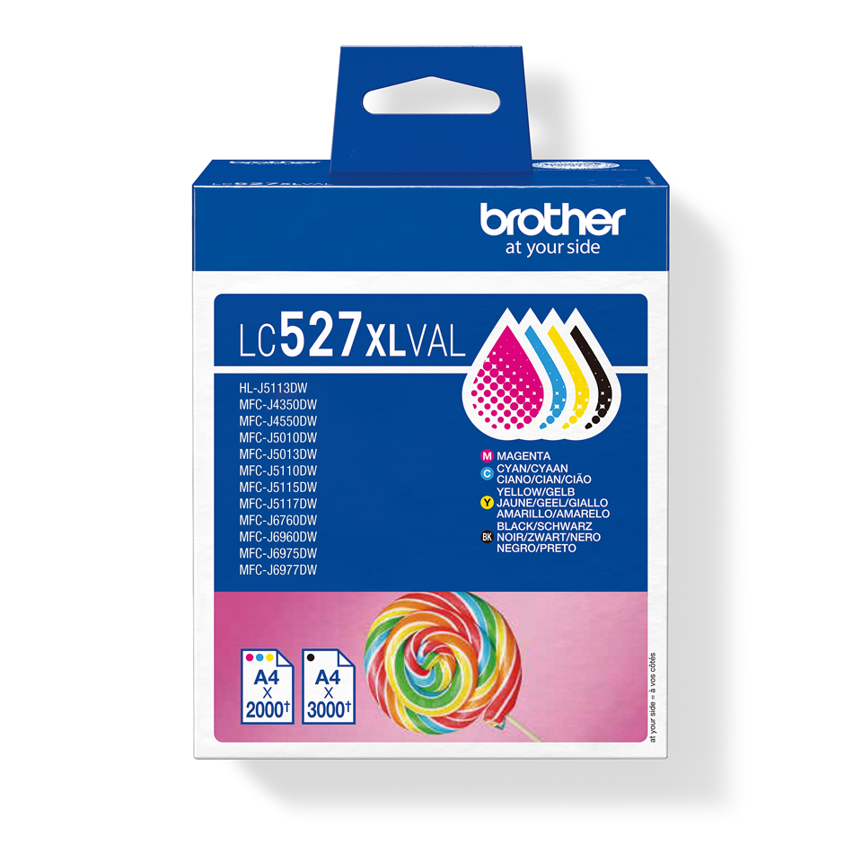 Pack cartouches d'encre Brother LC-527XLVAL / LC527XLVAL, 4 couleurs XL, 2 000 pages