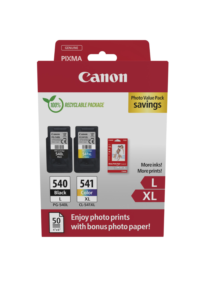 [5224B012] Multipack Tintenpatronen Canon PG540L/CL541XL / 5224B012, 4 Farben XL