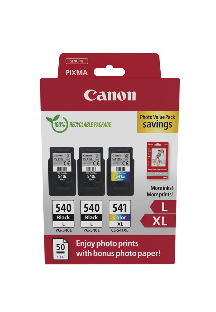 [5224B015] Multipack Tintenpatronen Canon PG-540L/CL-541XL / 5224B015, 4 Farben XL