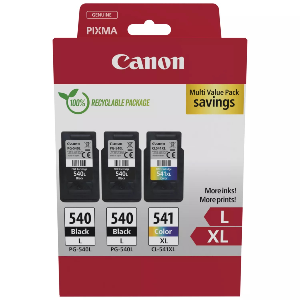 Multipack Tintenpatronen Canon PG-540L/CL-541XL / 5224B017, 4 Farben XL