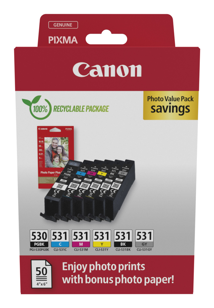 [6117C004] Multipack Tintenpatronen Canon PGI-530/CLI-531 / 6117C004, 6 Farben