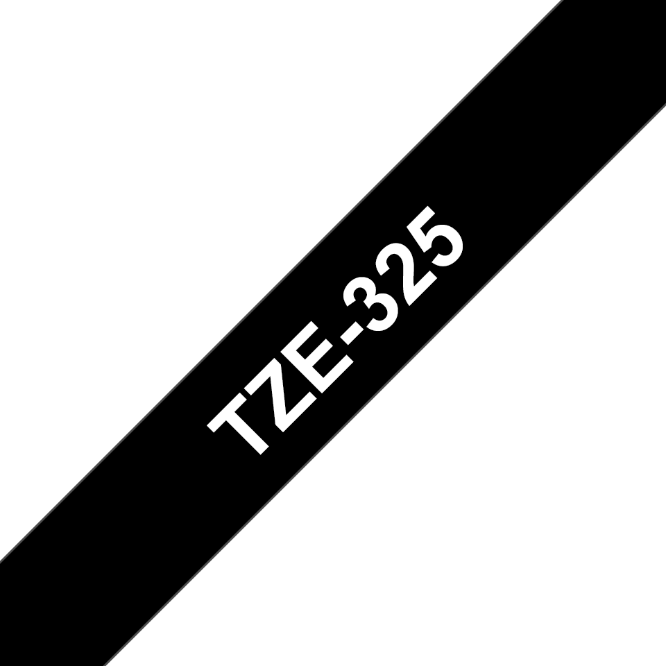 [TZE325] Brother TZe-325 / TZE325 laminated tape, white on black, 9 mm x 8 m