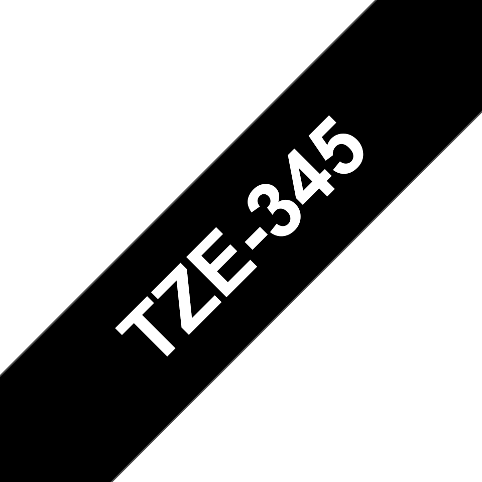 Brother Schriftband laminiert TZe-345 / TZE345, weiß auf schwarz, 18 mm x 8 m