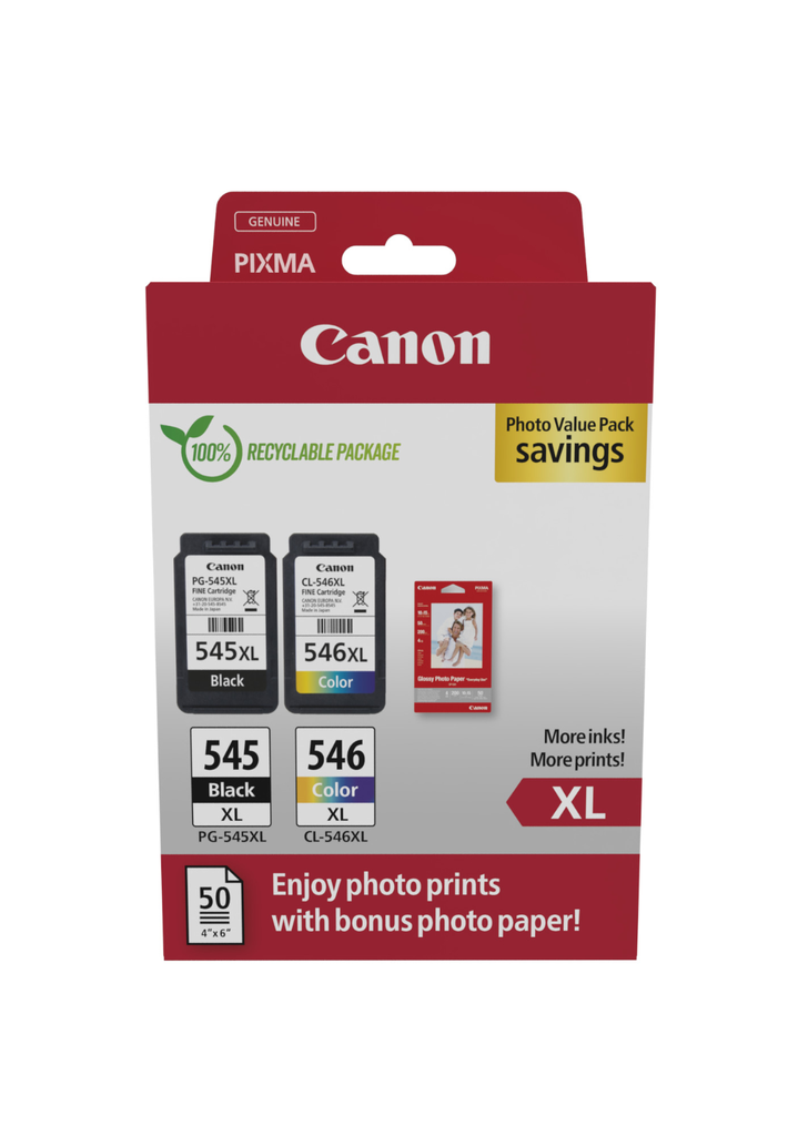 Multipack Tintenpatronen Canon PG-545XL/CL-546XL / 8286B011, 4 Farben XL