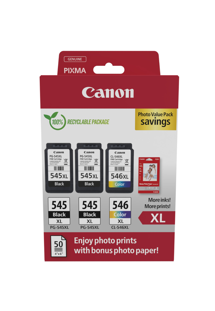 [8286B015] Pack Canon PG-545XL/CL-546XL / 8286B015 4 couleurs XL