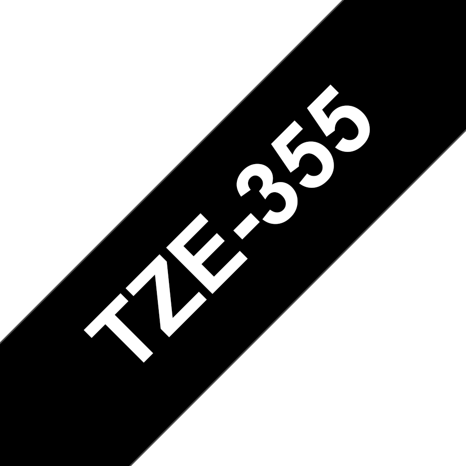[TZE355] Brother TZe-355 / TZE355 laminated tape, white on black, 24 mm x 8 m