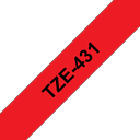 Ruban laminé Brother TZe-431 / TZE431, noir sur rouge, 12 mm x 8 m