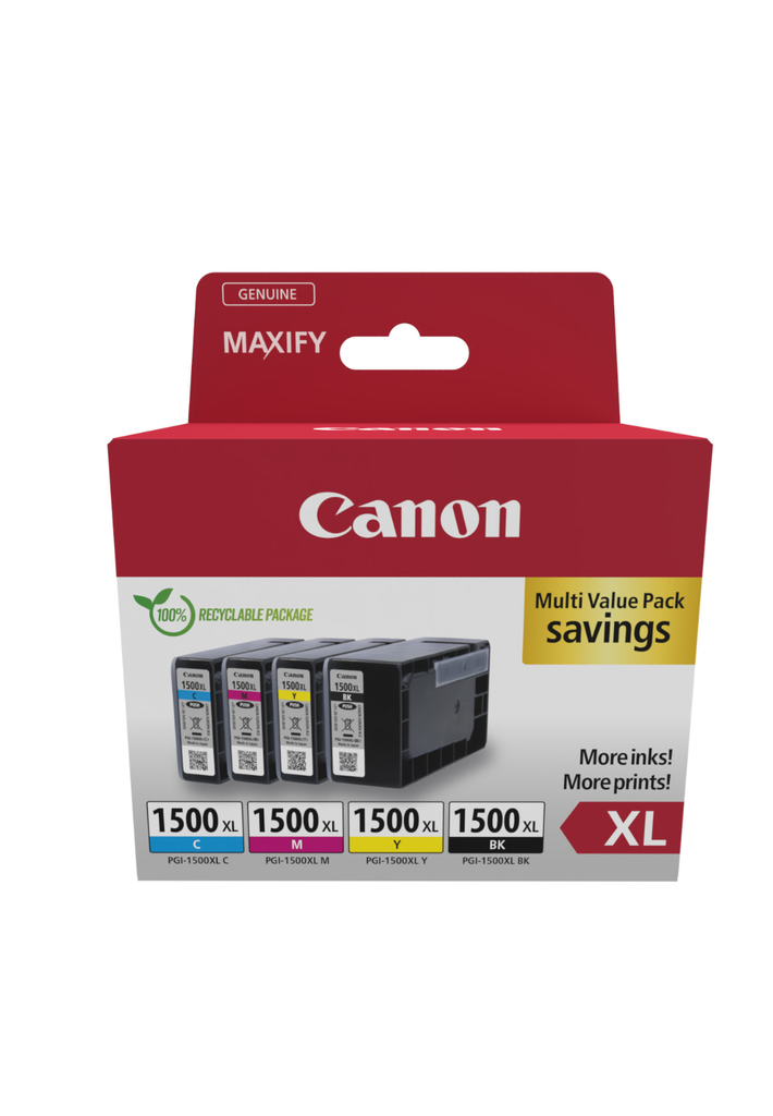 Multipack Tintenpatronen Canon PGI-1500XL / 9182B010, 4 Farben XL