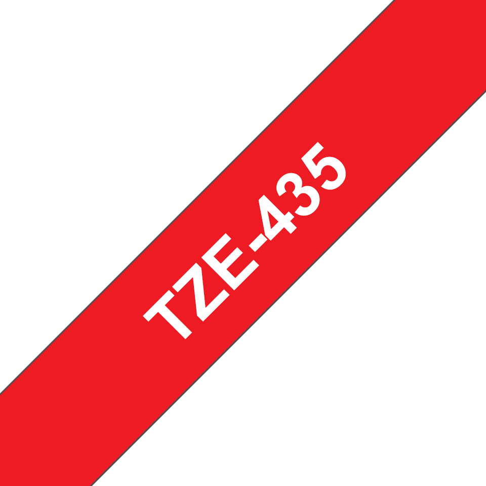 [TZE435] Brother Schriftband laminiert TZe-435 / TZE435, weiß auf rot, 12 mm x 8 m