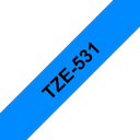 Ruban laminé Brother TZe-531 / TZE531, noir sur bleu, 12 mm x 8 m