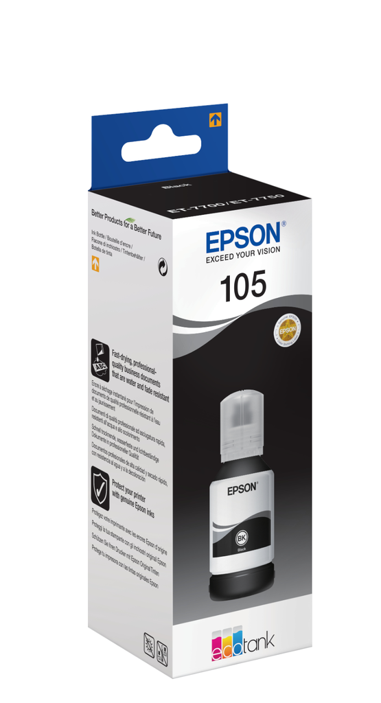 [C13T00Q140] Bouteille d'encre Epson 105 / C13T00Q140 noire, 140 ml