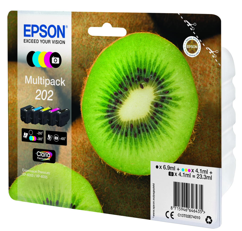 [C13T02E74020] Tintenpatrone Epson 202 / C13T02E74020 4 Farben, 250 Seiten