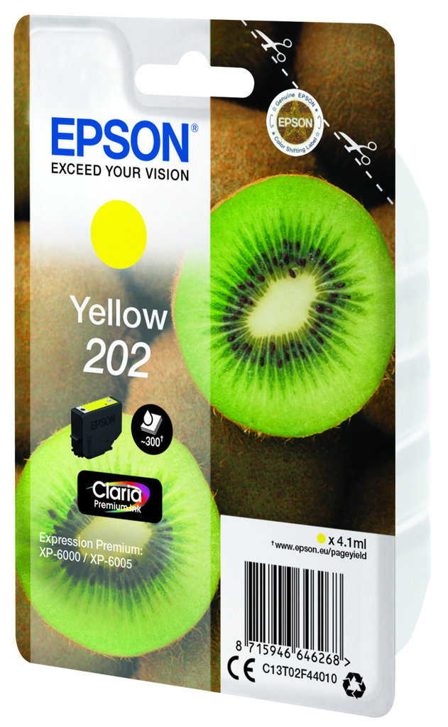 [C13T02F44010] Cartouche d'encre Epson 202 / C13T02F44010 jaune, 300 pages