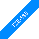 Ruban laminé Brother TZe-535 / TZE535, blanc sur bleu, 12 mm x 8 m