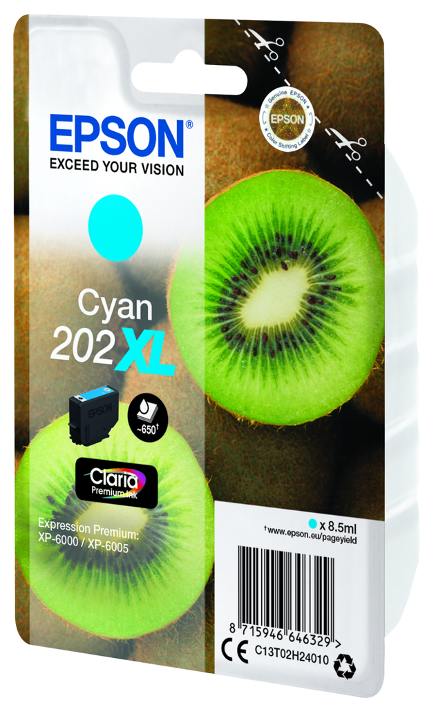 Epson 202XL / C13T02H24010 cyan XL ink cartridge, 650 pages