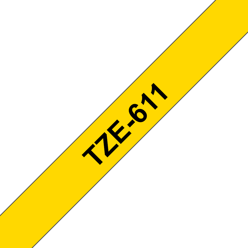 [TZE611] Brother TZe-611 / TZE611 laminated tape, black on yellow, 6 mm x 8 m