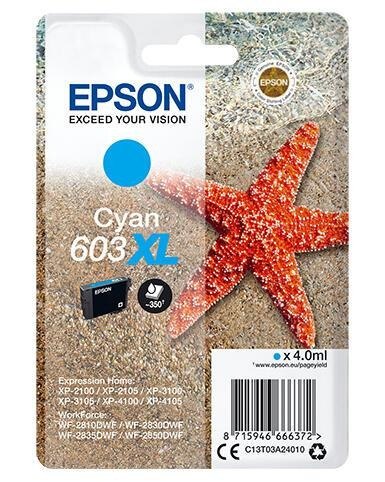 Tintenpatrone Epson 603XL / C13T03A24010 Cyan XL, 4 ml