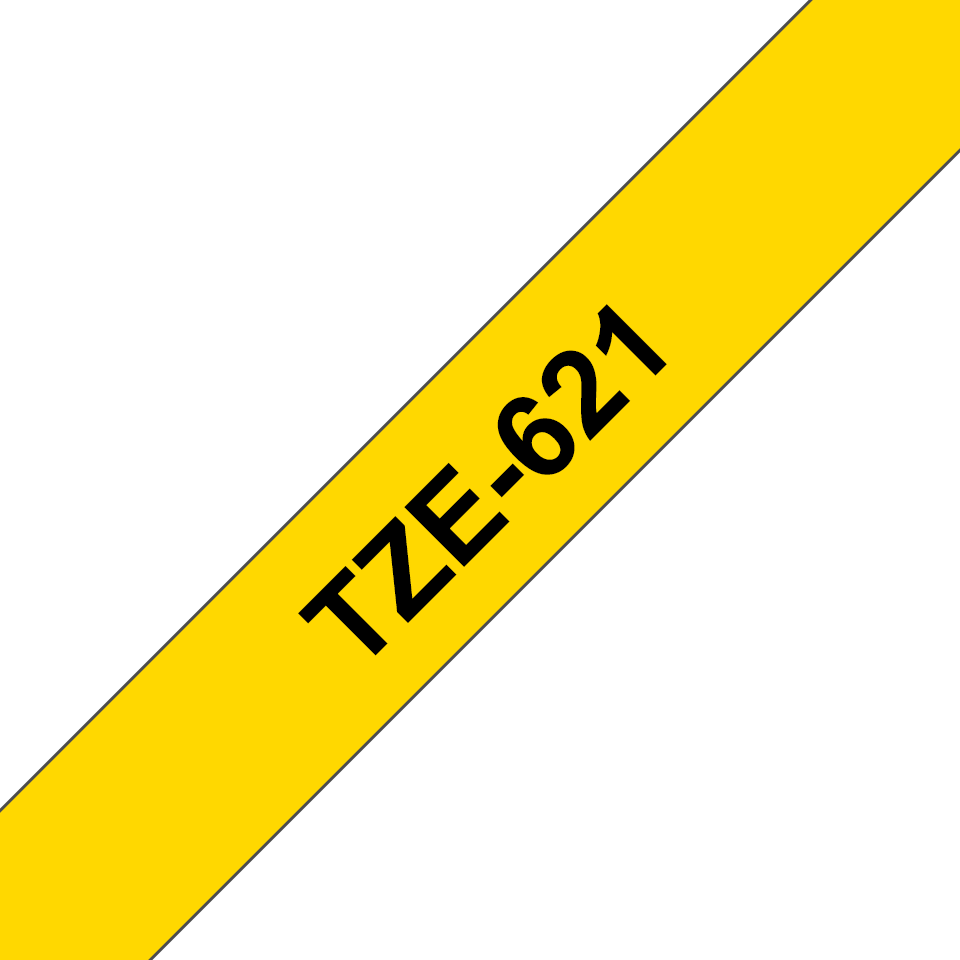 [TZE621] Ruban laminé Brother TZe-621 / TZE621, noir sur jaune, 9 mm x 8 m