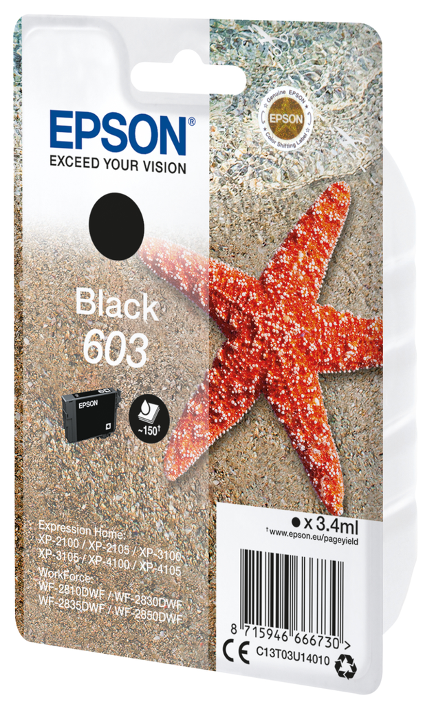 [C13T03U14010] Epson 603 / C13T03U14010 black ink cartridge, 34 ml