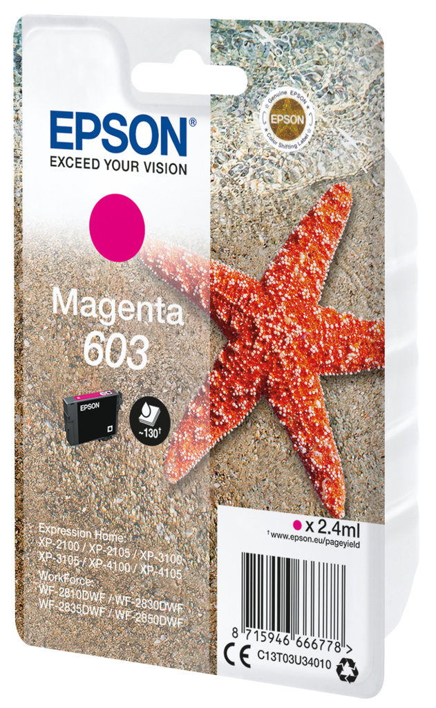 Tintenpatrone Epson 603 / C13T03U34010 Magenta, 24 ml