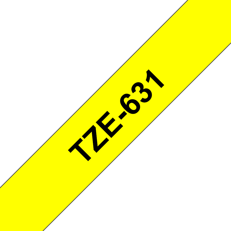 [TZE631] Ruban laminé Brother TZe-631 / TZE631, noir sur jaune, 12 mm x 8 m