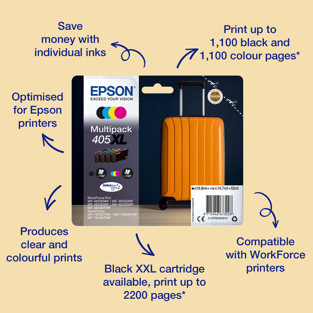 [C13T05H44010] Cartouche d'encre Epson 405XL / C13T05H44010 jaune, 147 ml