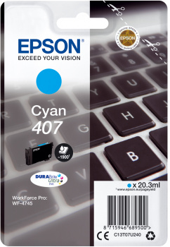 Tintenpatrone Epson 407 / C13T07U240 Cyan, 1.900 Seiten